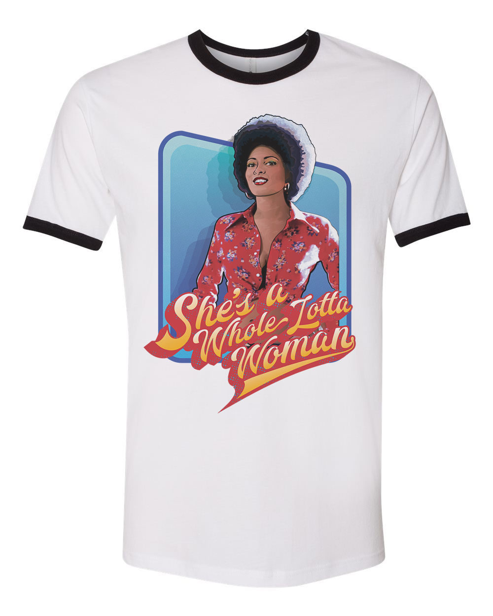 Foxy Brown - Pam Grier - She's A Whole Lotta Woman | Men's Ringer Tee (white with black)