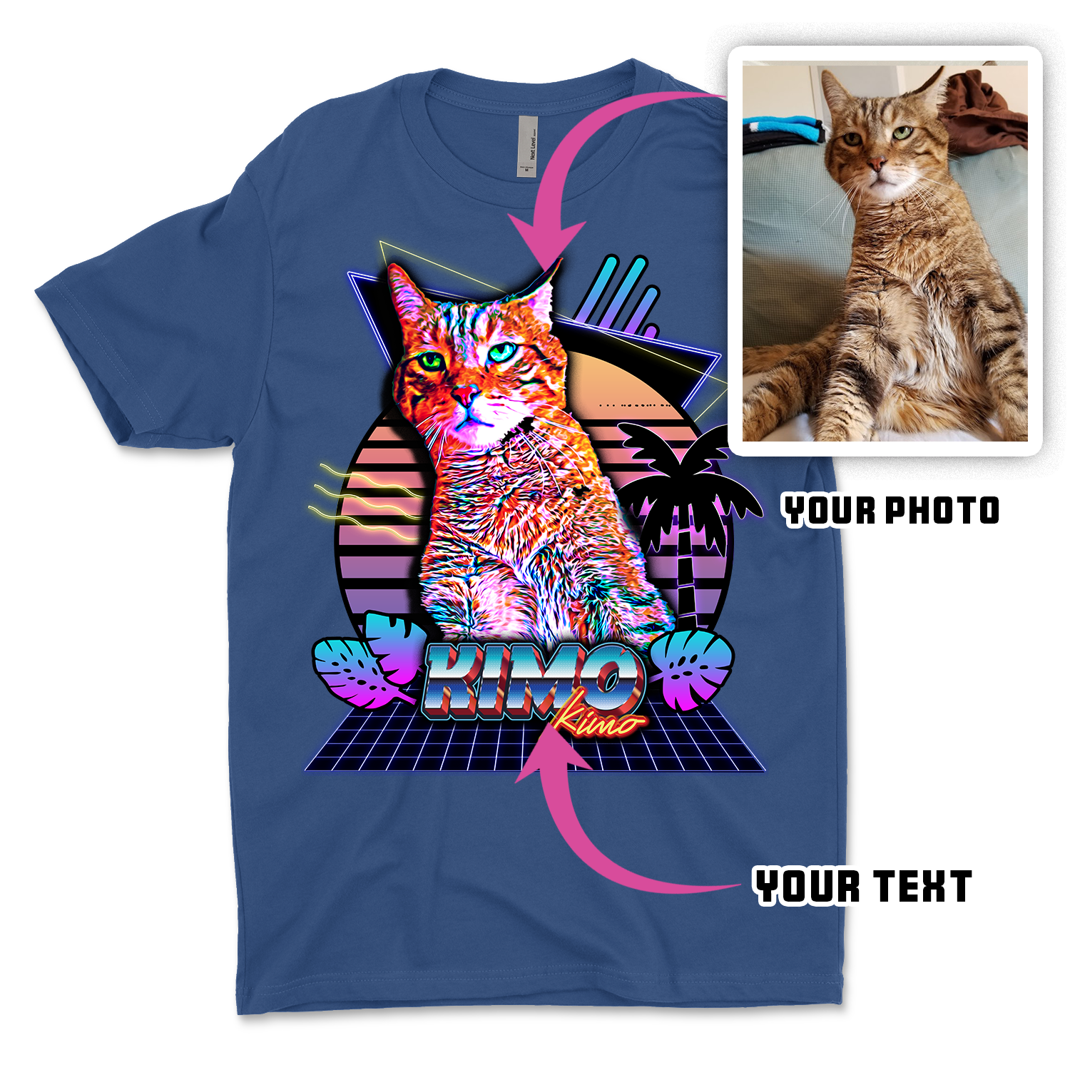 Custom Pet Shirt - Neon Retro wave 80s 90s Aesthetic