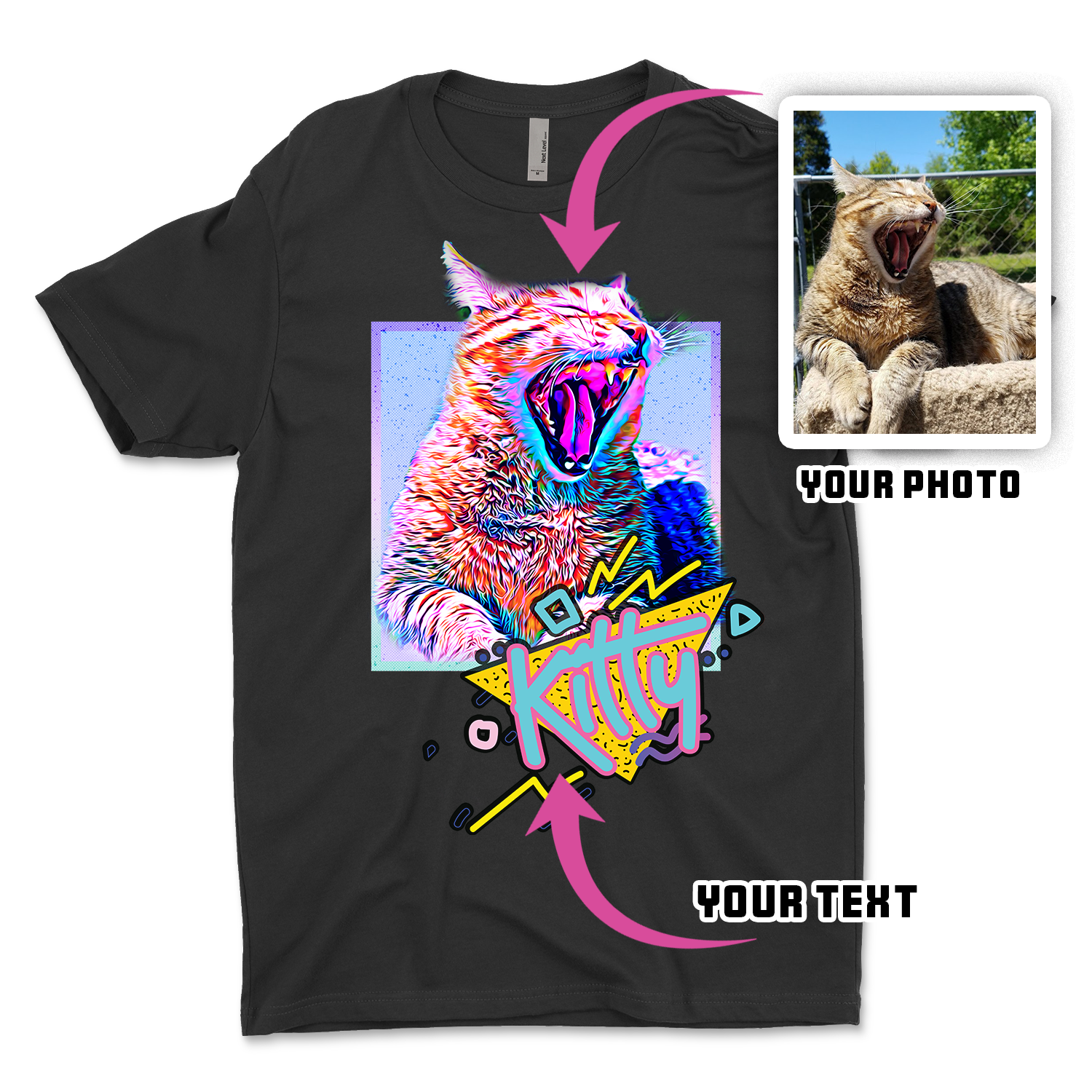 Customized Pet Photo Shirt - 90s Retro Pastels Painting